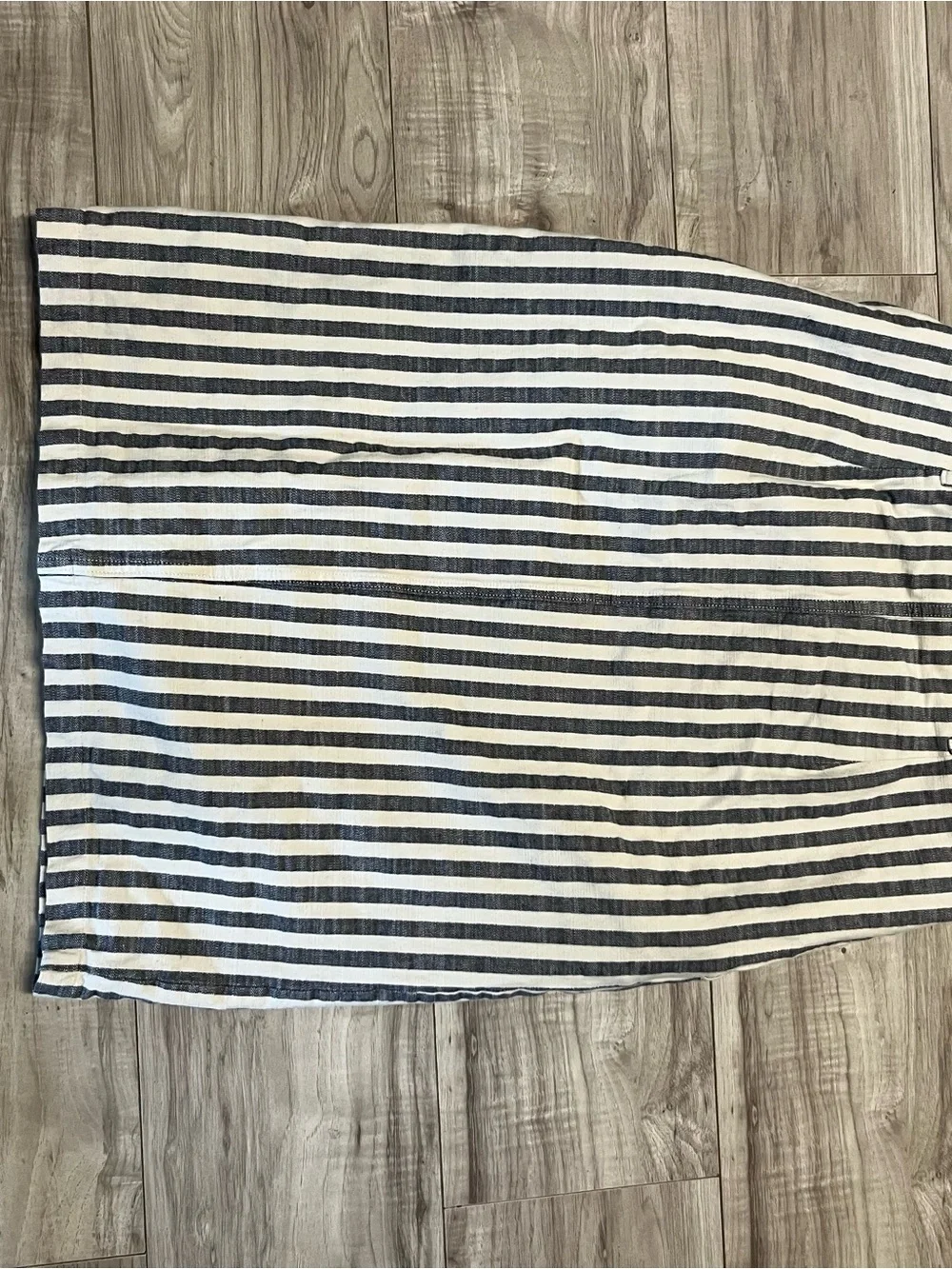 Anthropologie Navy and White Vertical Stripe Wrap Pencil Skirt